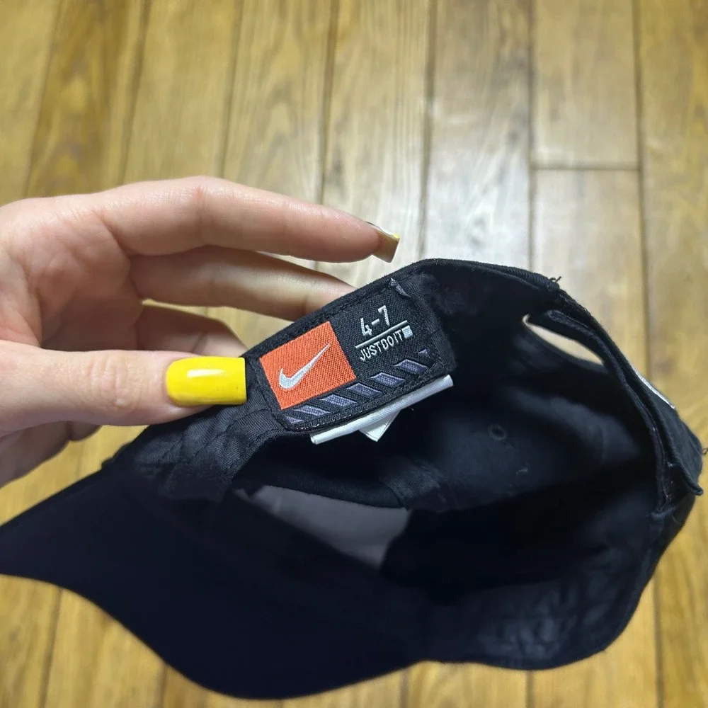 Nike Swoosh Baseball Cap Black Adjustable‎ Hat Youth Size 4-7 Embroidered Logo